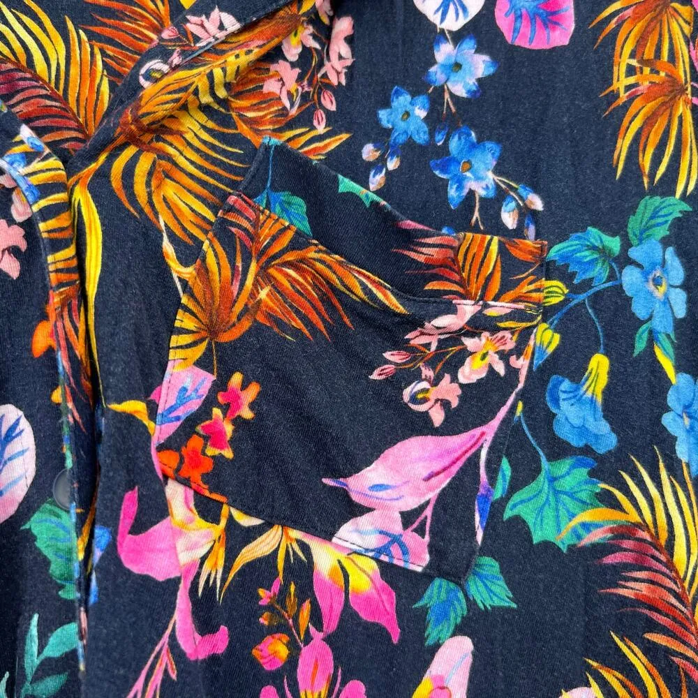 Soma cool nights pajama top in blooming tropical navy colorful cozy size large - Image 4
