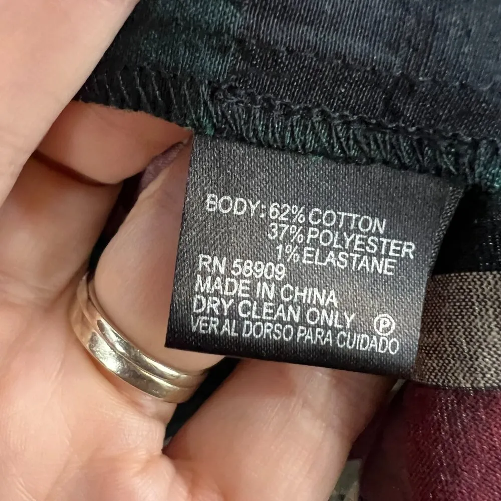 Cremieux Large Plaid Short puff Sleeve Back Button Top - Image 3