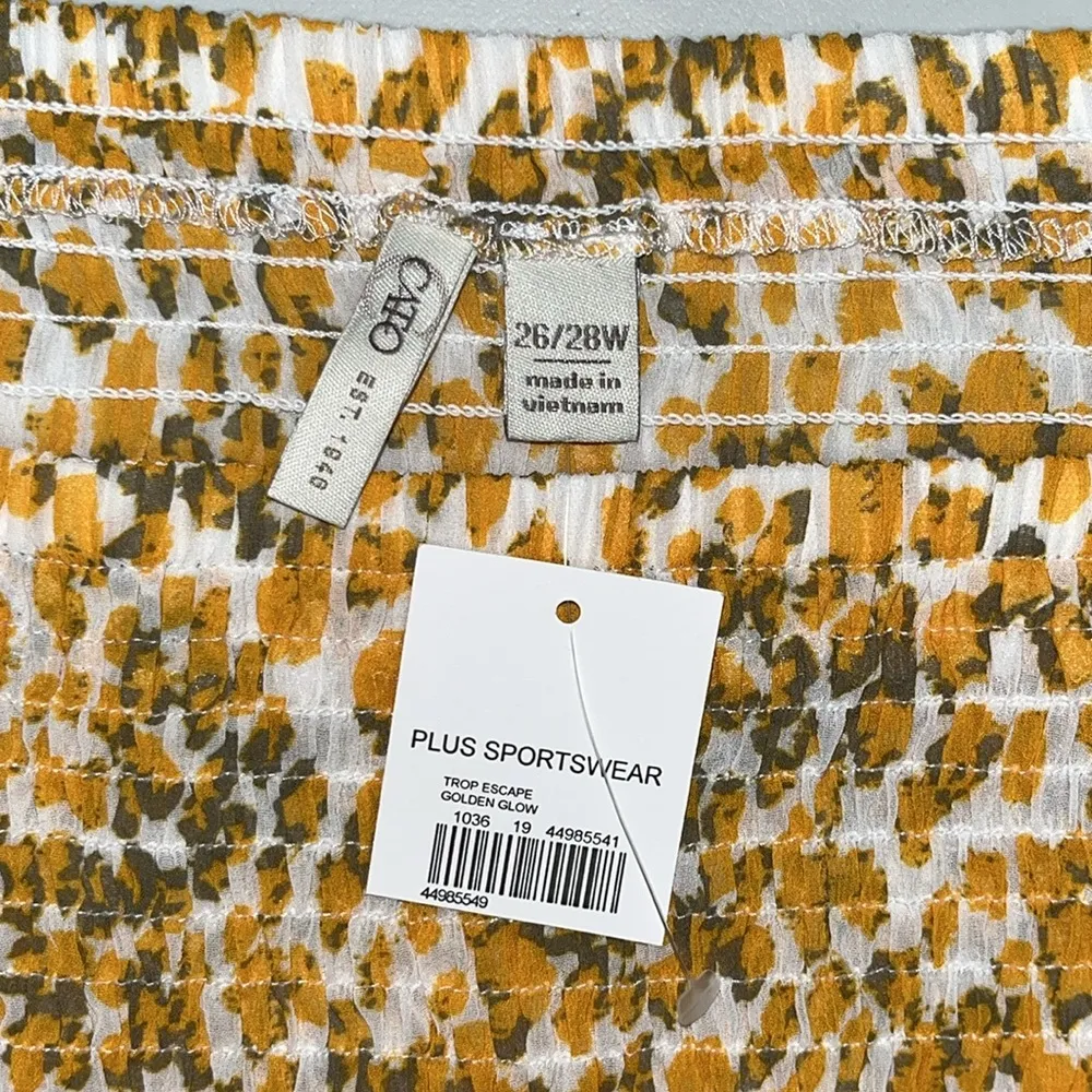 Cato NWT 26/28W Golden Glow Tropical Escape Printed Off Shoulder Tunic Blouse - Image 6