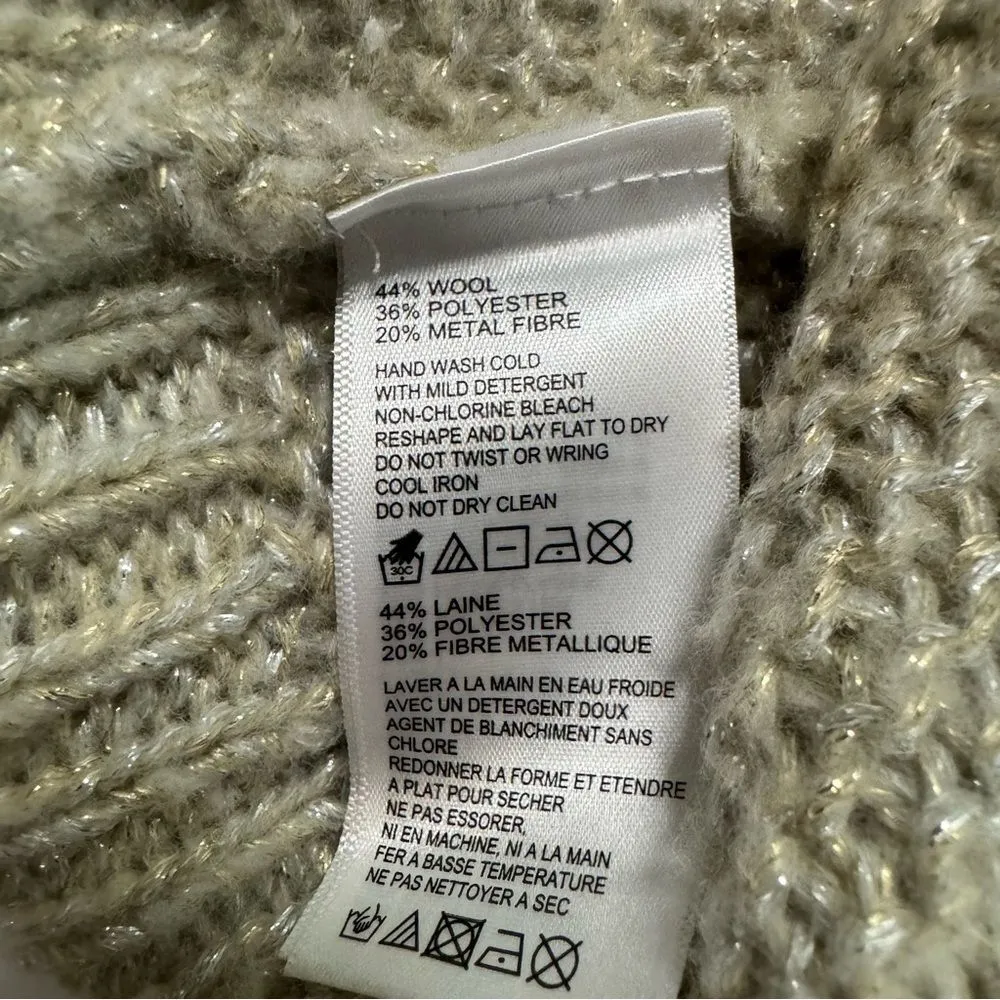 Tommy Bahama Boat Neck Wool Sweater Knit Women Size L Gold Metallic Relaxed Fit - Image 6