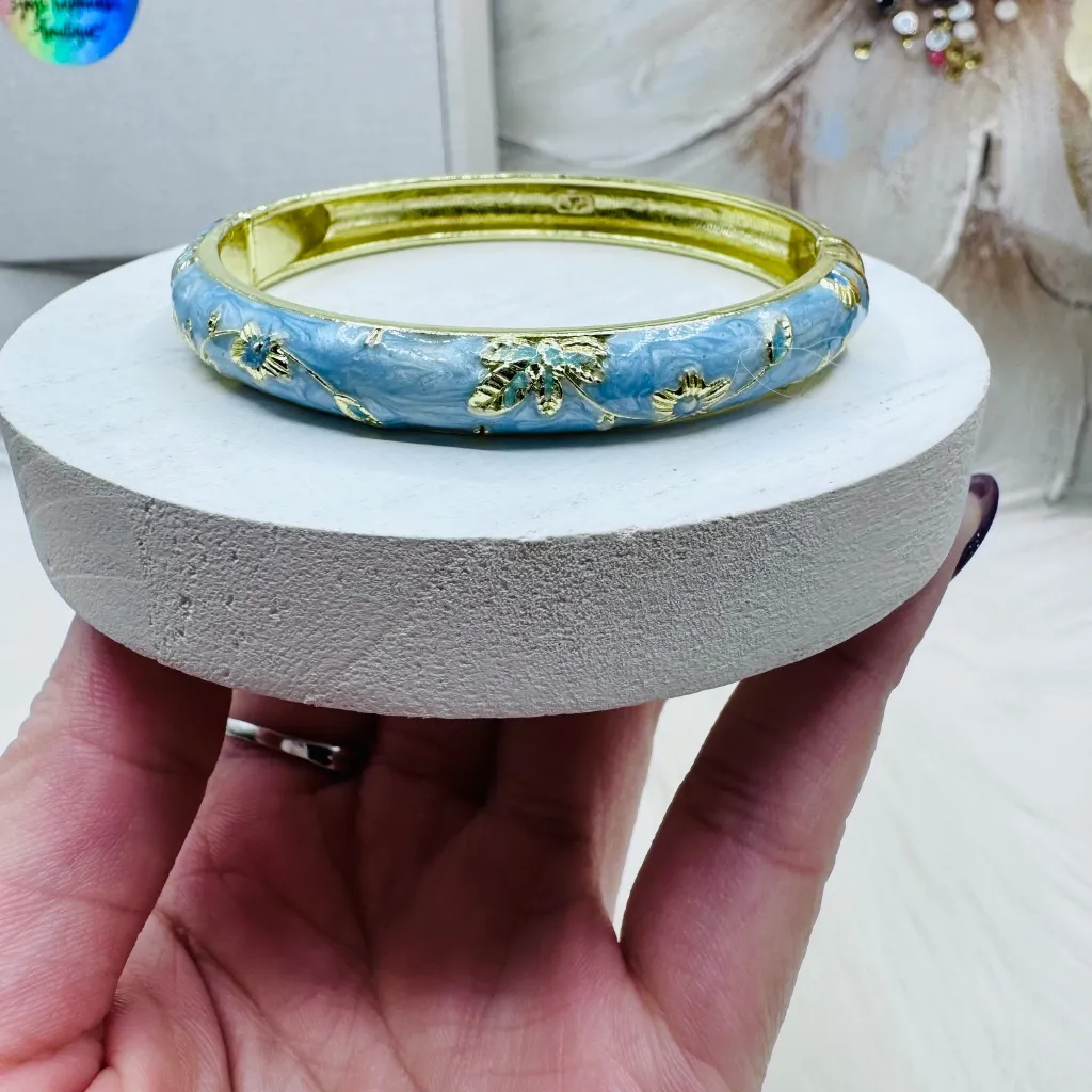 Just Blue Flower Enamel Cloisonne Bracelet Bangle - Image 5