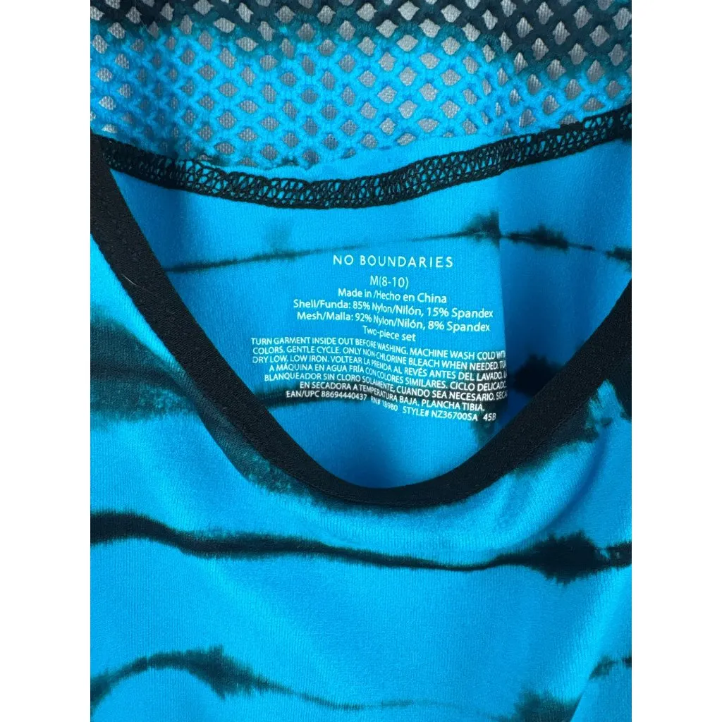 No Boundaries Womens Medium Racerback Tank Top Blue & Black Tie-Dye Mesh - Image 3