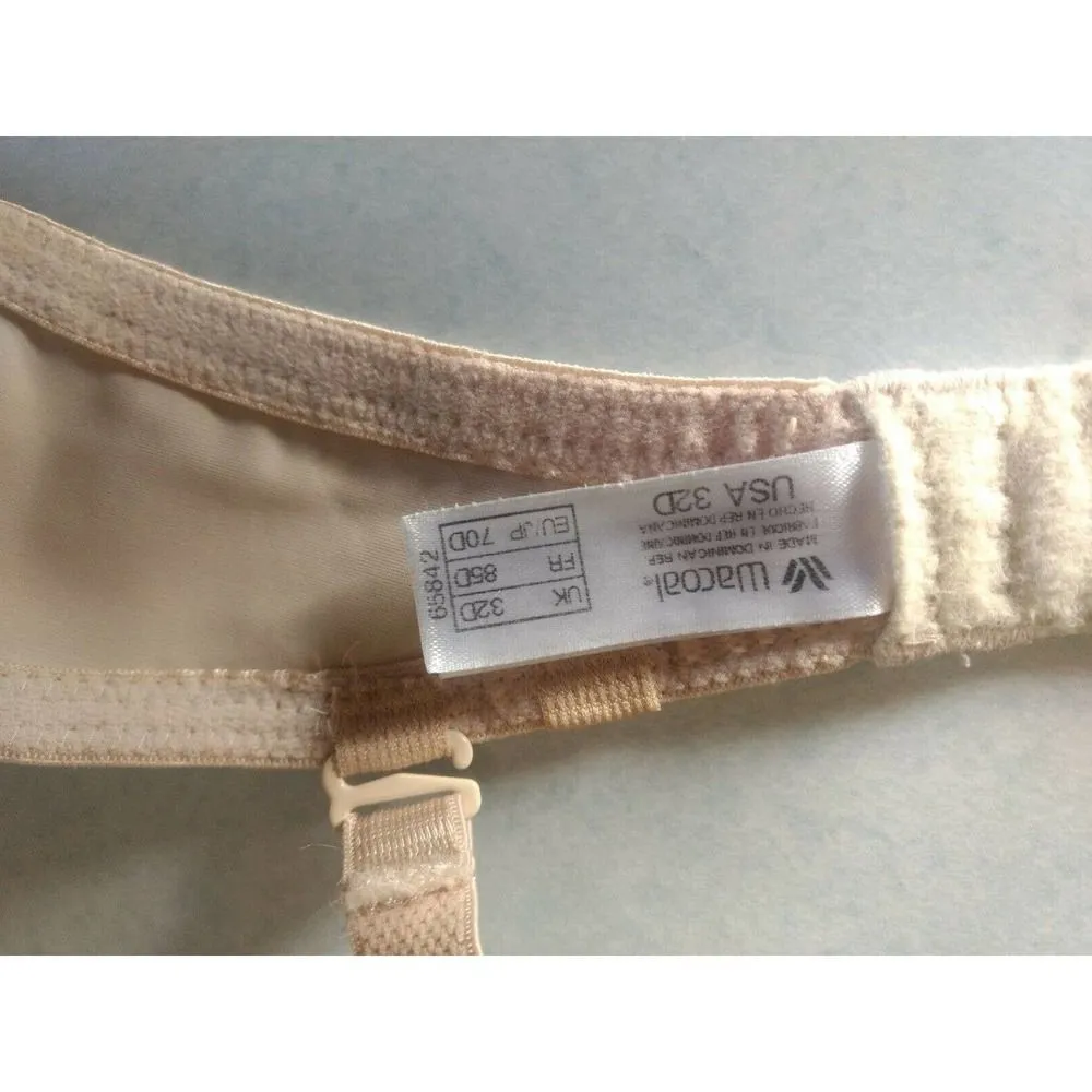 Wacoal 32D Underwire Beige Padded Push Up Contour Convertible Multiway 65842 - Image 3