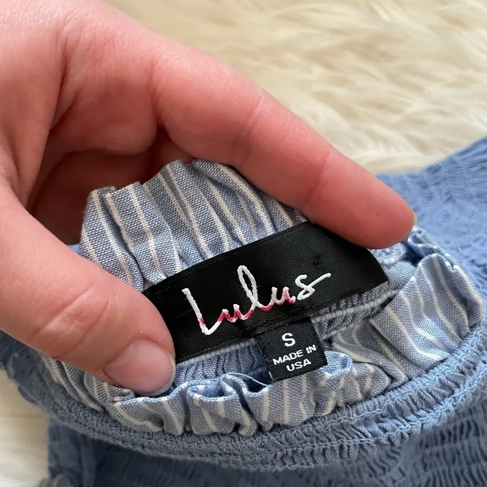 LULU’S Anchors Aweigh! Light Blue Smocked Crop Top - Image 4