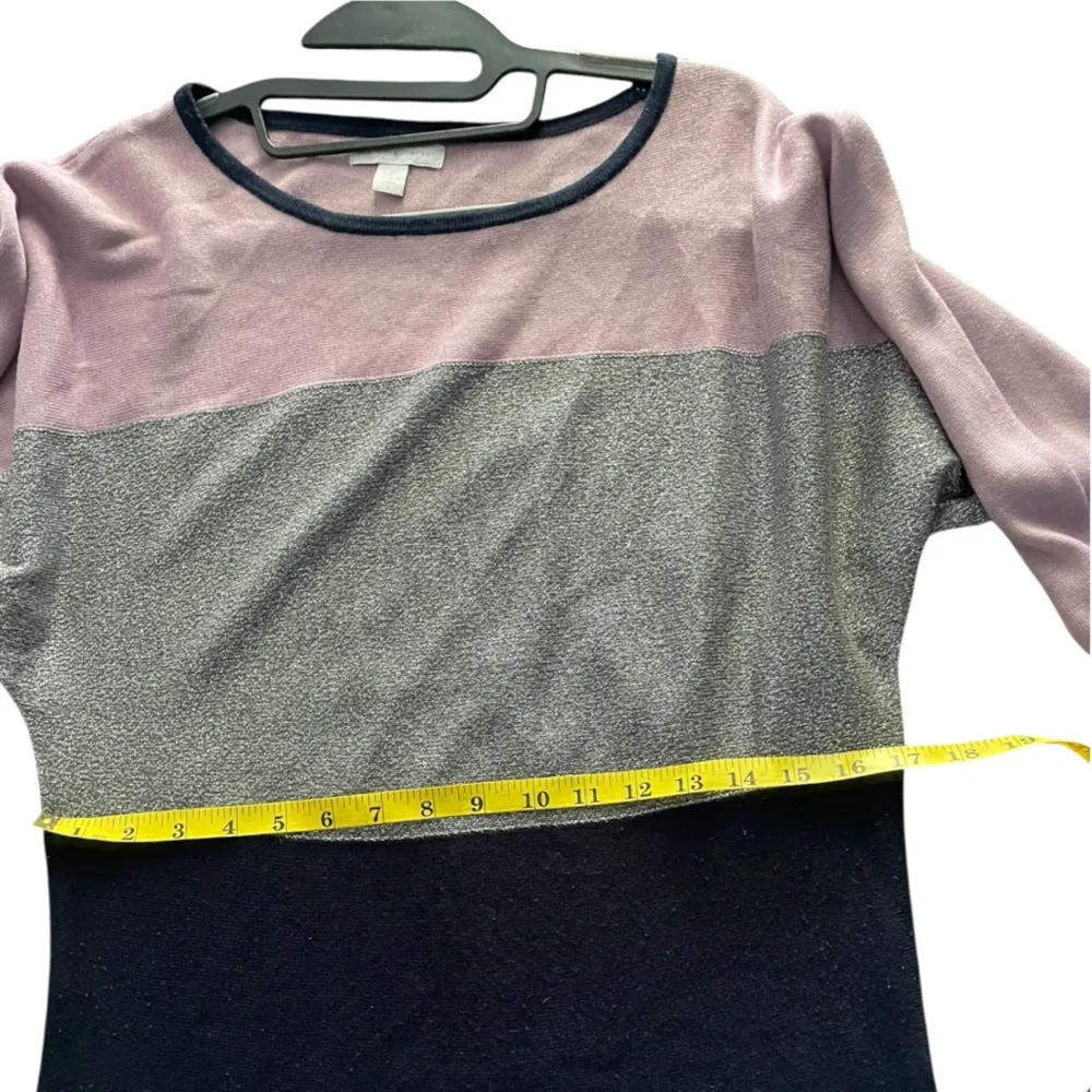 New York & CO  purple Gray Metallic , and Navy blue Sweatshirt coop Neck Size S - Image 6