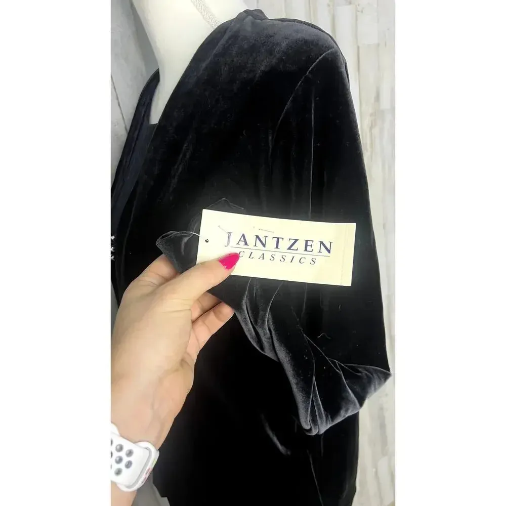 NWT Jantzen Classics Women's Medium Black‎ Velour Blouse & Jacket Set Black - Image 8