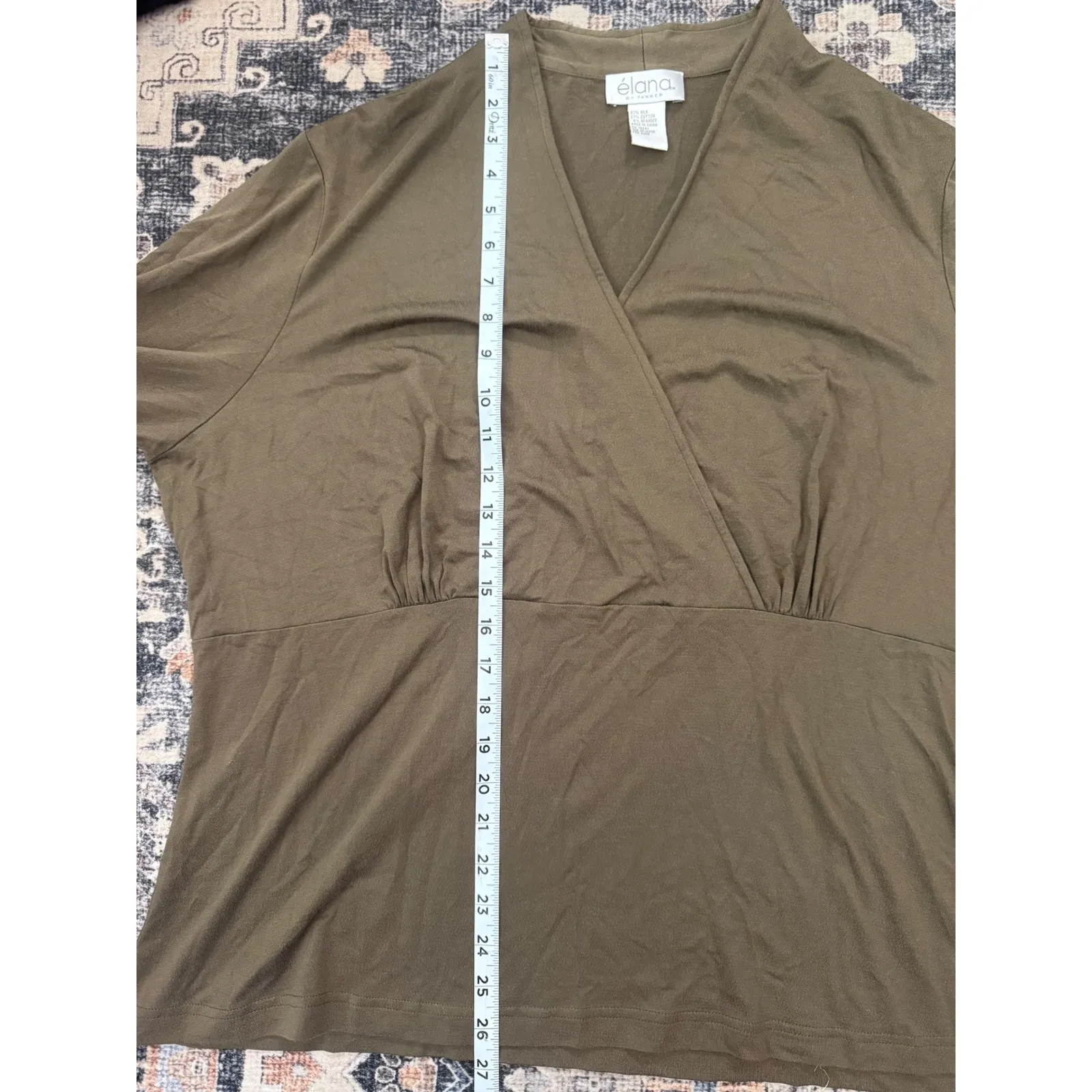 Elana by Tanner Women's Olive Green‎ Long Sleeve V - Image 6