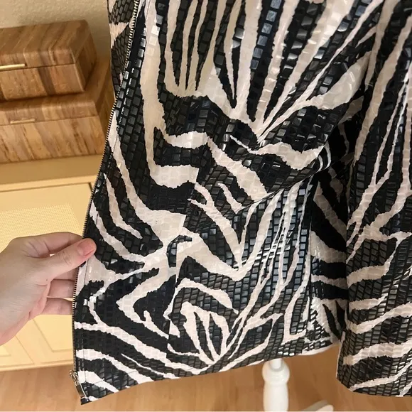 MISOOK Paillette Full Zip‎ Jacket Shiny Zebra Animal Print Size Small - Image 2