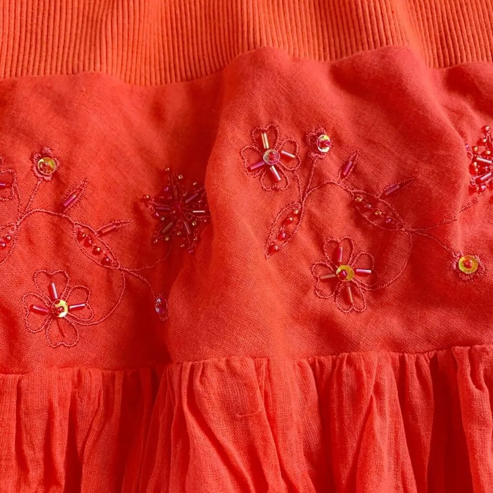Mlle Gabrielle Dress Orange Maxi 20W Stretch Top Crinkle Finish Beaded New - Image 65