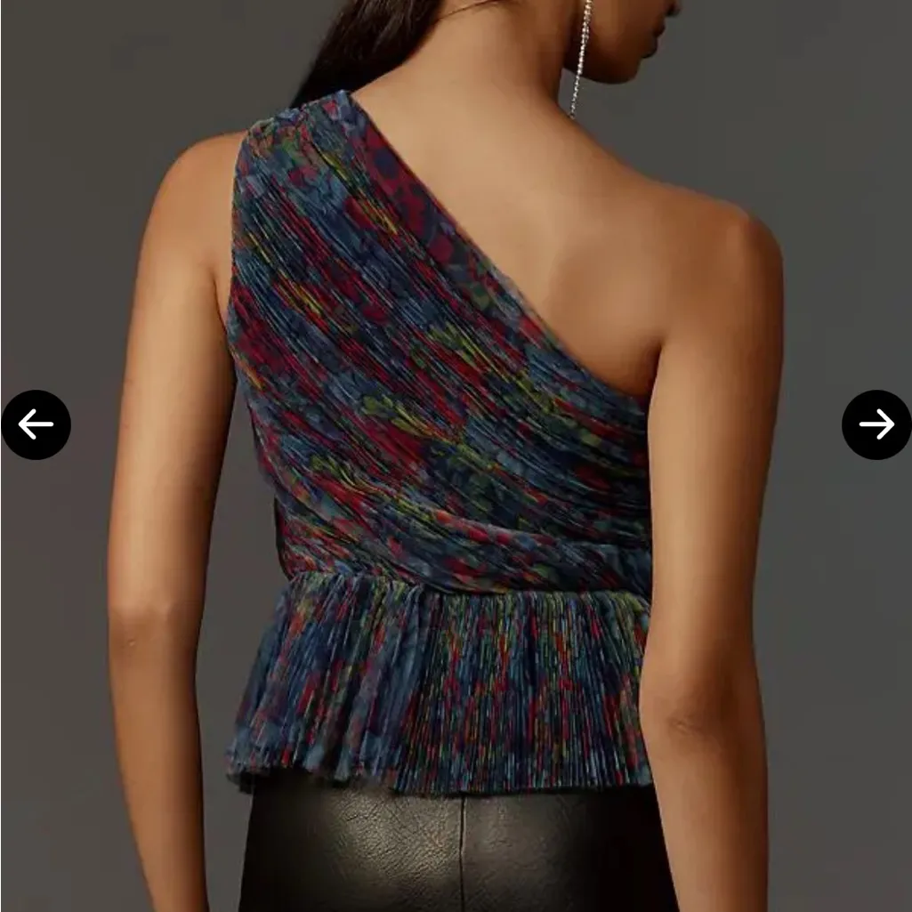 Hutch Lia One shoulder top peplum pleated multicolor size XS NWT - Image 2