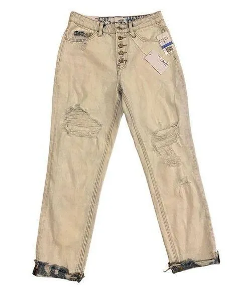 Nwt Vervet By Flying Monkey Emma Mom Lightwash Jeans Straight Leg Denim Destroye Blue Size undefined - Image 1