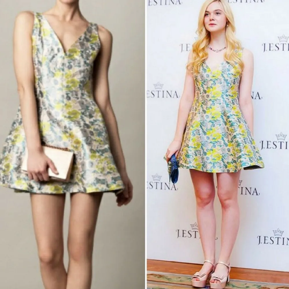 Opening Ceremony Floral Fit and Flare Jacquard Elle Fanning Skater Dress Sz 2 - Image 16