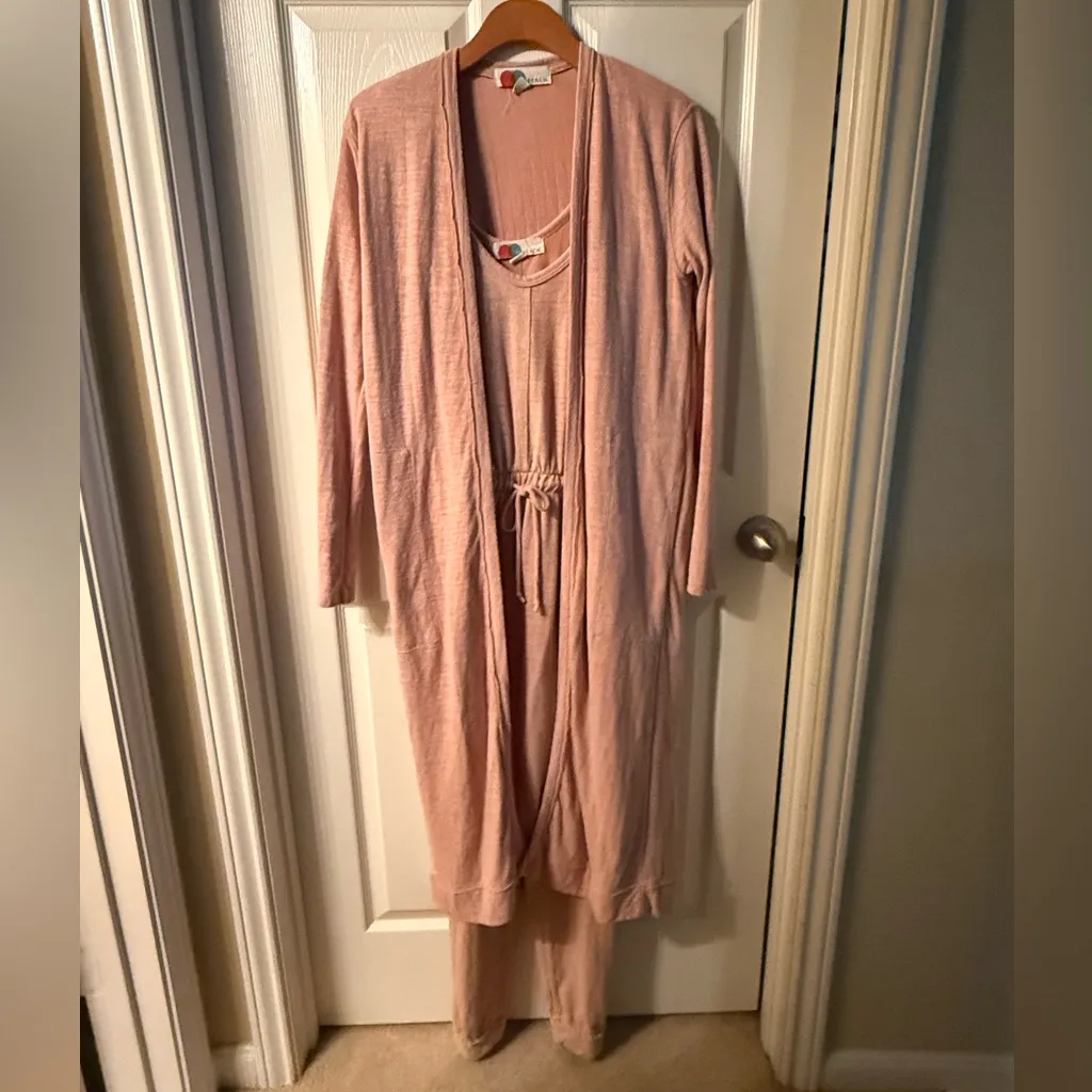 FP Beach Free People Bicoastal Cardigan Set Dusty Rose Color - Image 3