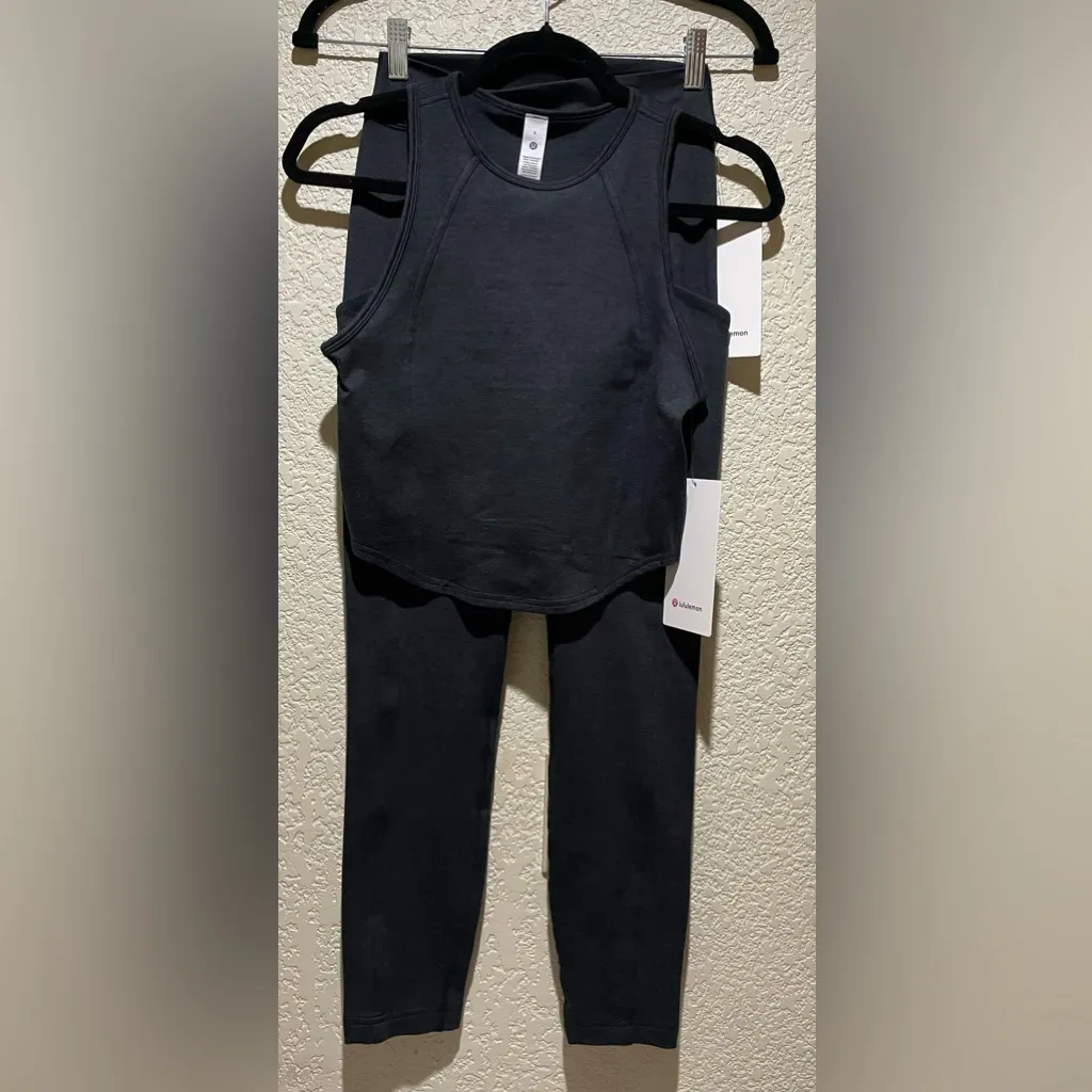 NWT Lululemon Suede SET Tank Top & Leggings Heather Black Size 6 Retails $158 - Image 14