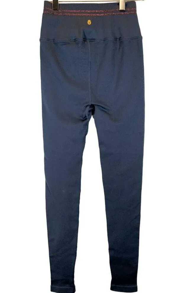 Spiritual Gangster | XS/S | Golden Icon High Rise Ribbed Leggings in Dark Blue - Image 2