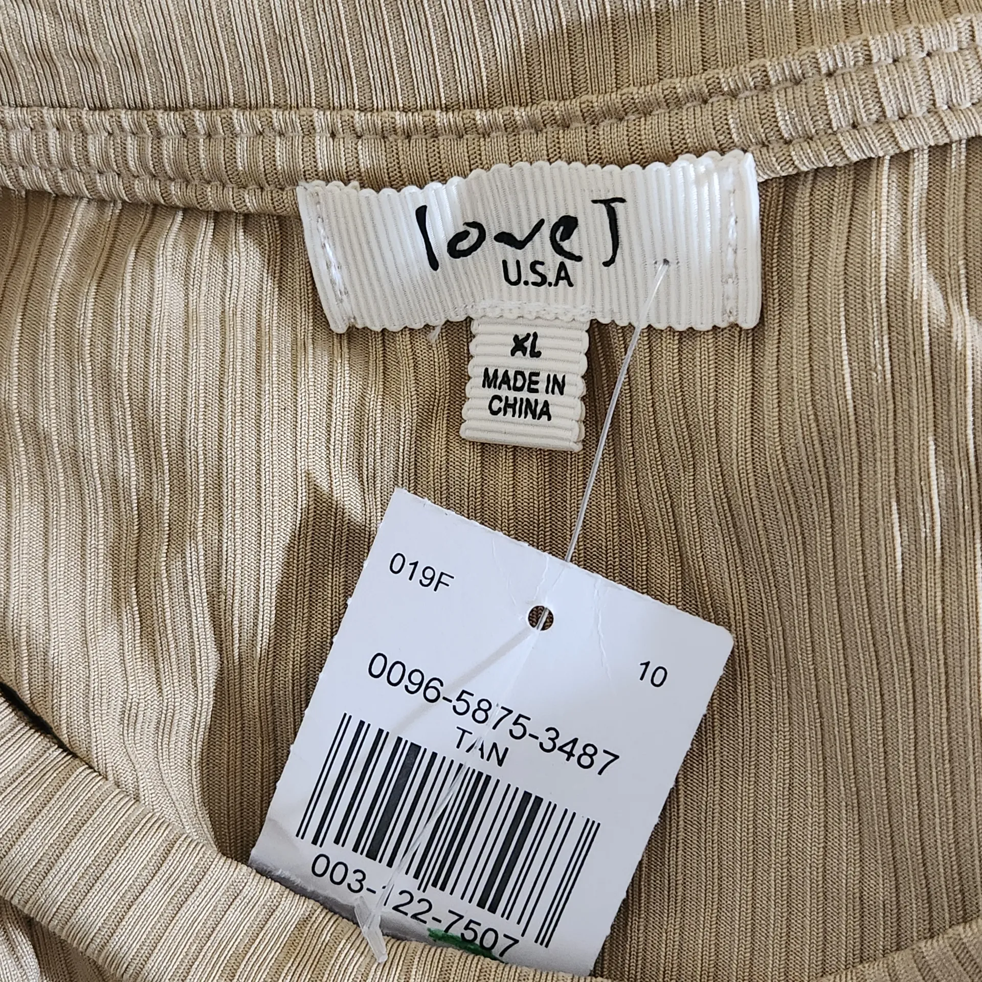 Love J Tan Sleeveless Bodycon Midi Dress NWOT Size XL Stretchy Ribbed Knit Dress - Image 6