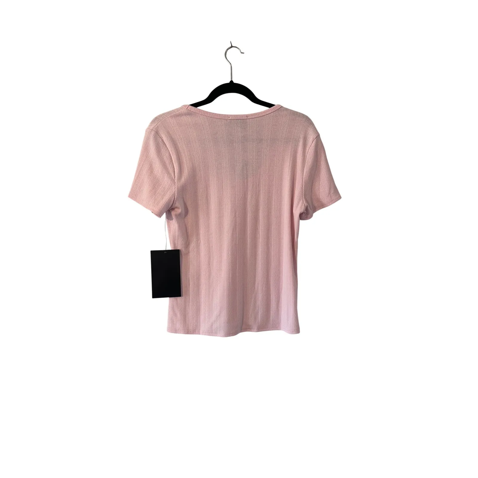 Tuckernuck Light Pink Ribbed Scoop Neck Short Sleeve T-Shirt Top Women's Large - Image 2