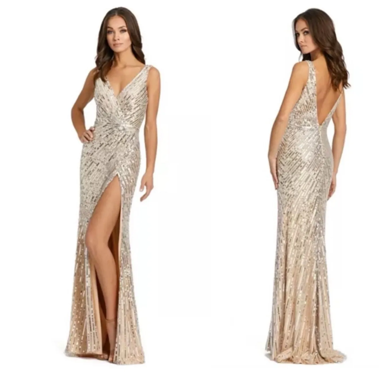 NWT Mac‎ Duggal 41028
Sequined V-Neck Silver
Nude Gown Sz 2 $398 - Image 3