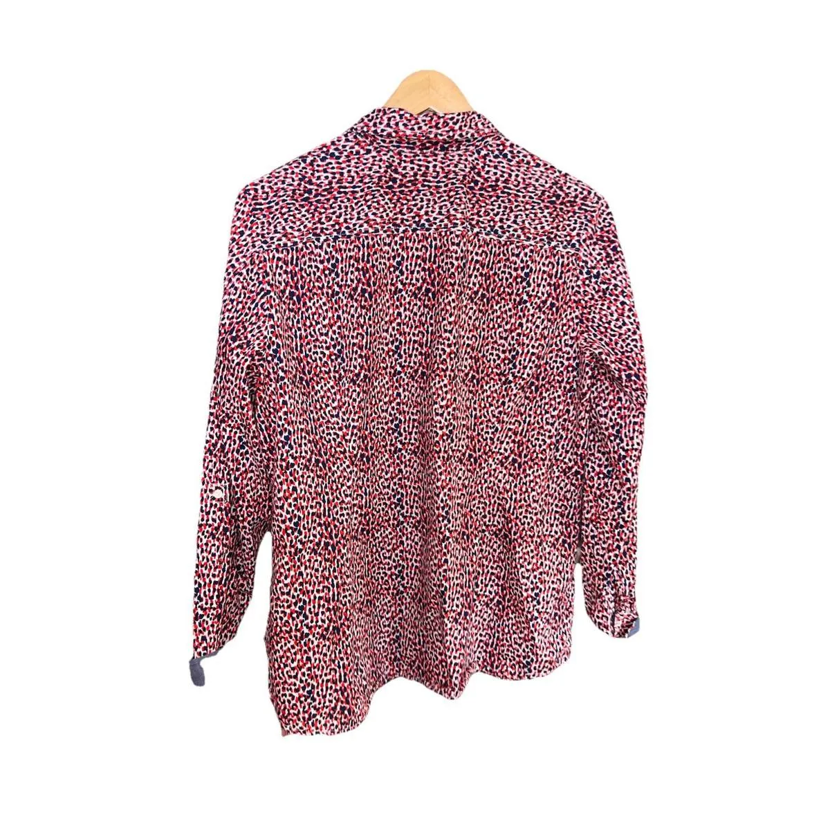 Tommy Hilfiger Women's XL Red Blue White Pattern 100% Cotton Preppy Shirt - Image 9