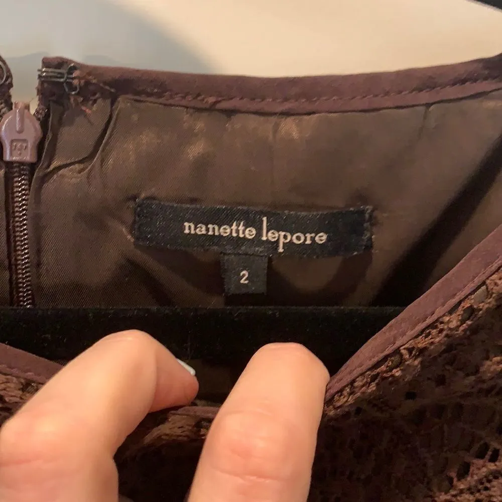 Nanette Lepore brown lace dress - Image 3