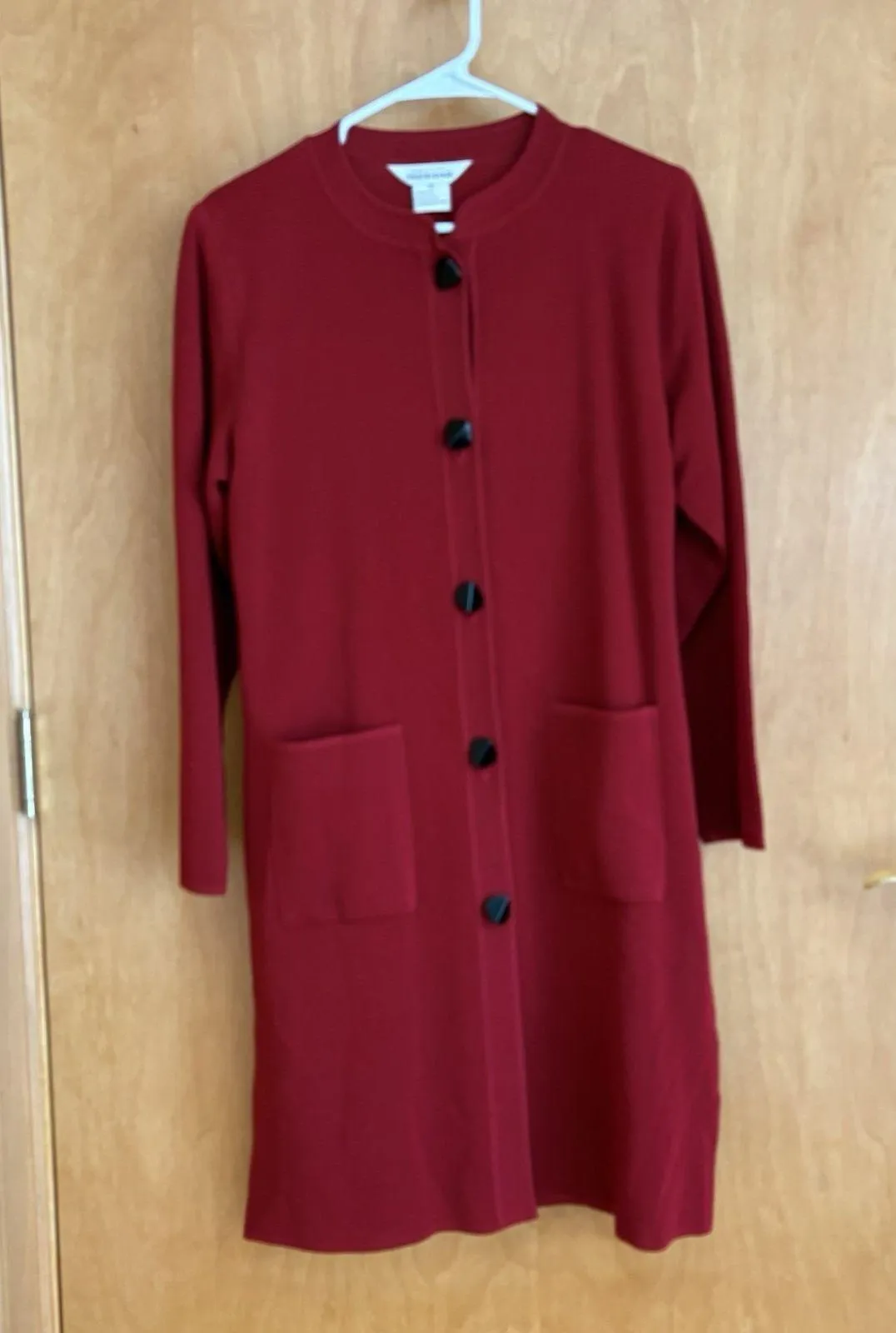 EXCLUSIVELY MISOOK Berry Raspberry Ribbed Knit Long Cardigan Sweater Coatigan XS - Image 1