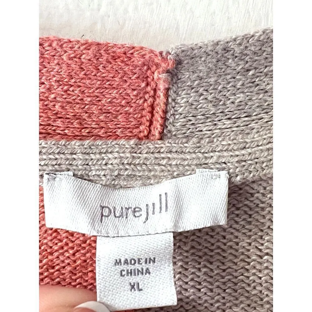 Pure jill Women's Cardigan long sleeve cotton comfortable front pockets Size XL Pink - Image 2