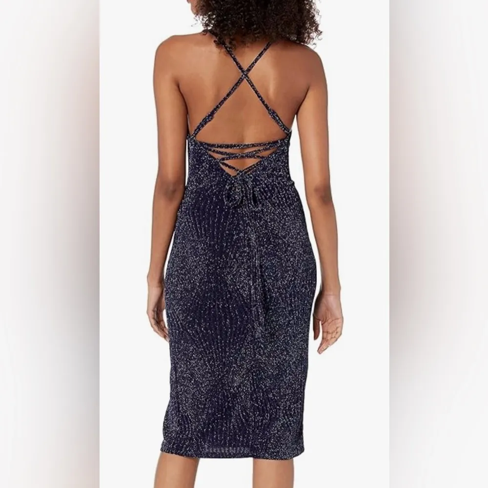 NWT Speechless Sleeveless Glitter Knit Slip Bodycon Dress Navy Blue Size S - Image 2