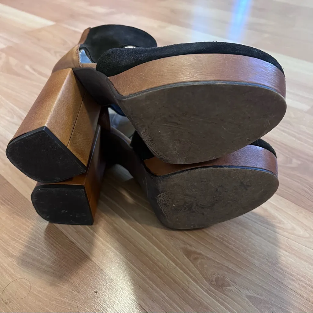 FREE PEOPLE LUXOR TAN COMBO PLATFORM HEELS Orange Size 8.5 - Image 8