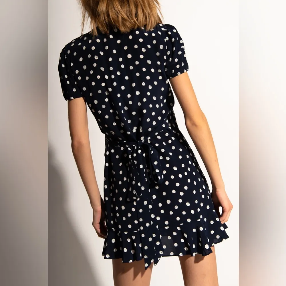 Samsoe Samsoe Navy Polka Dot Wrap Dress | Size XS - Image 2