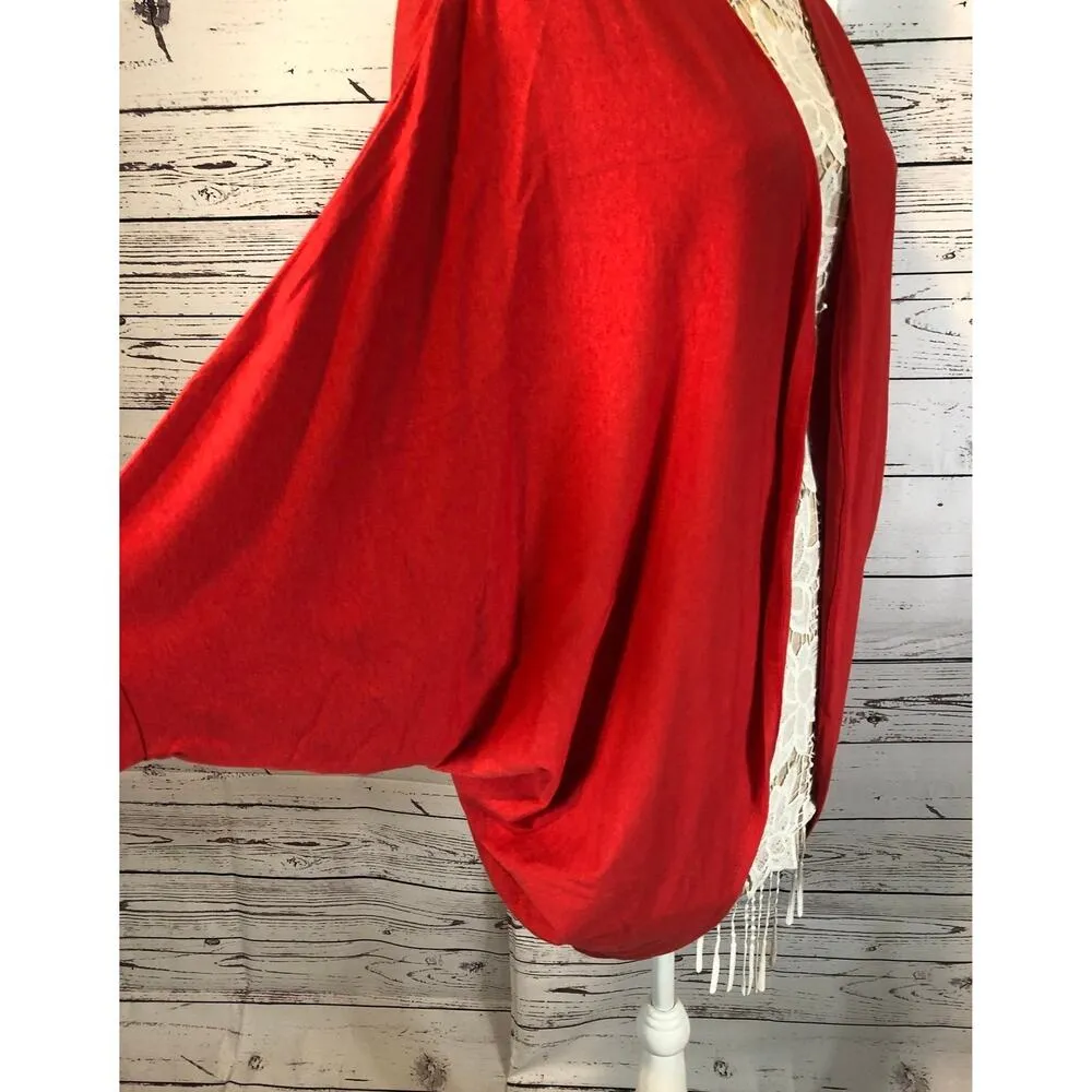 WONDERLUSH Layers by Lizden Knit Jersey Cocoon Cardigan red size medium to large - Image 5
