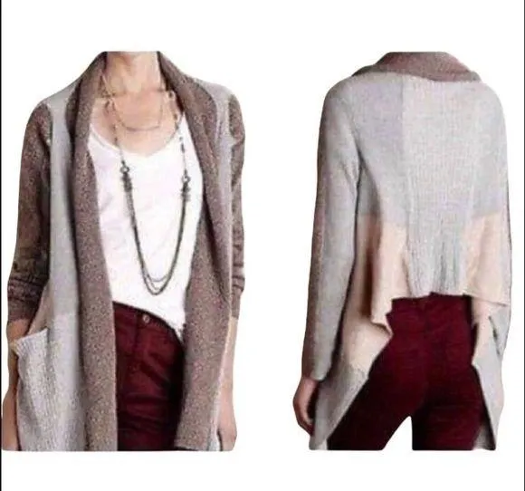 ANTHRO Sparrow Mixed Media Hi-Lo Open Jacket EUC S - Image 2