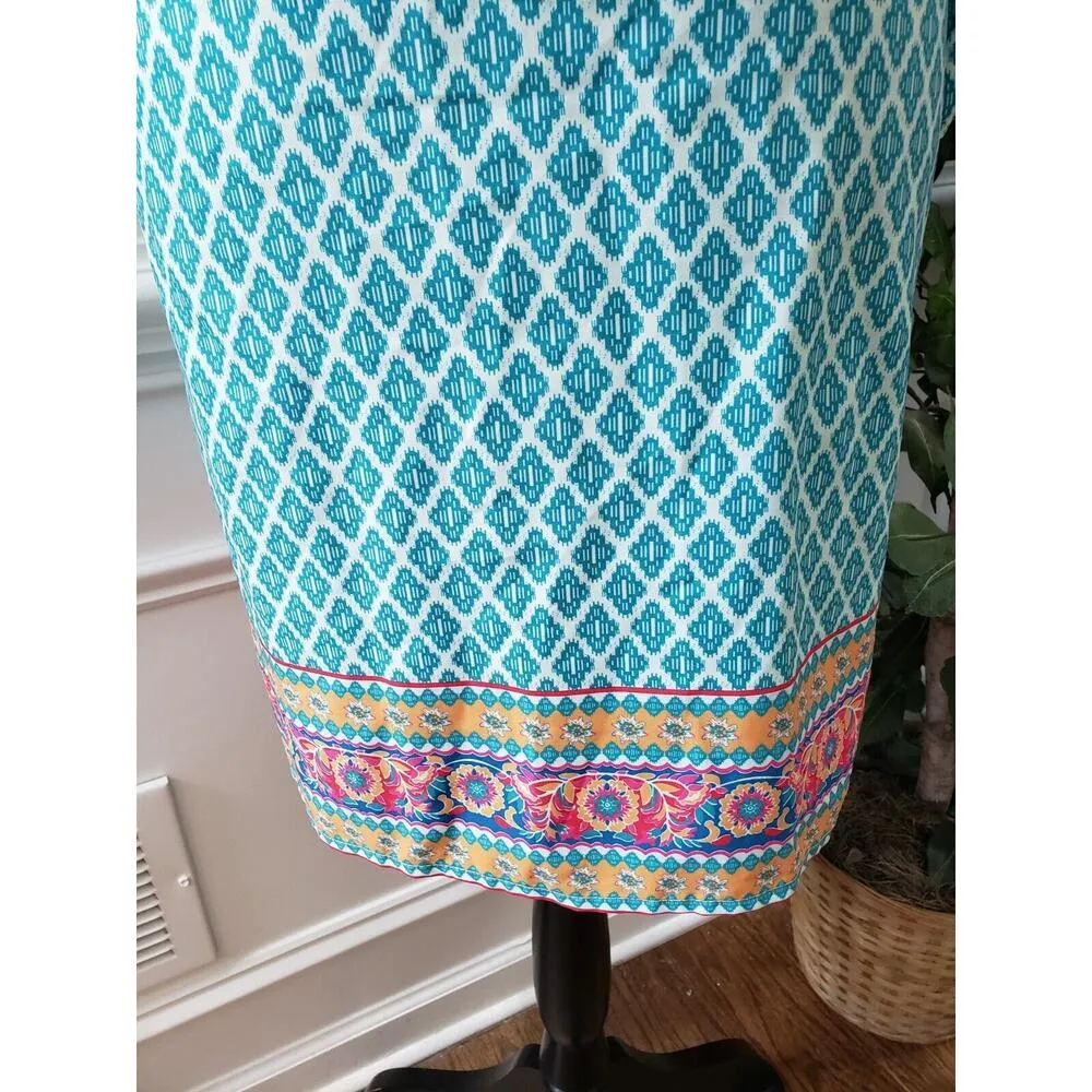 Urban Coco Women Multicolor Polyester Round Neck 3/4 Sleeve Knee Length Dress XL - Image 4