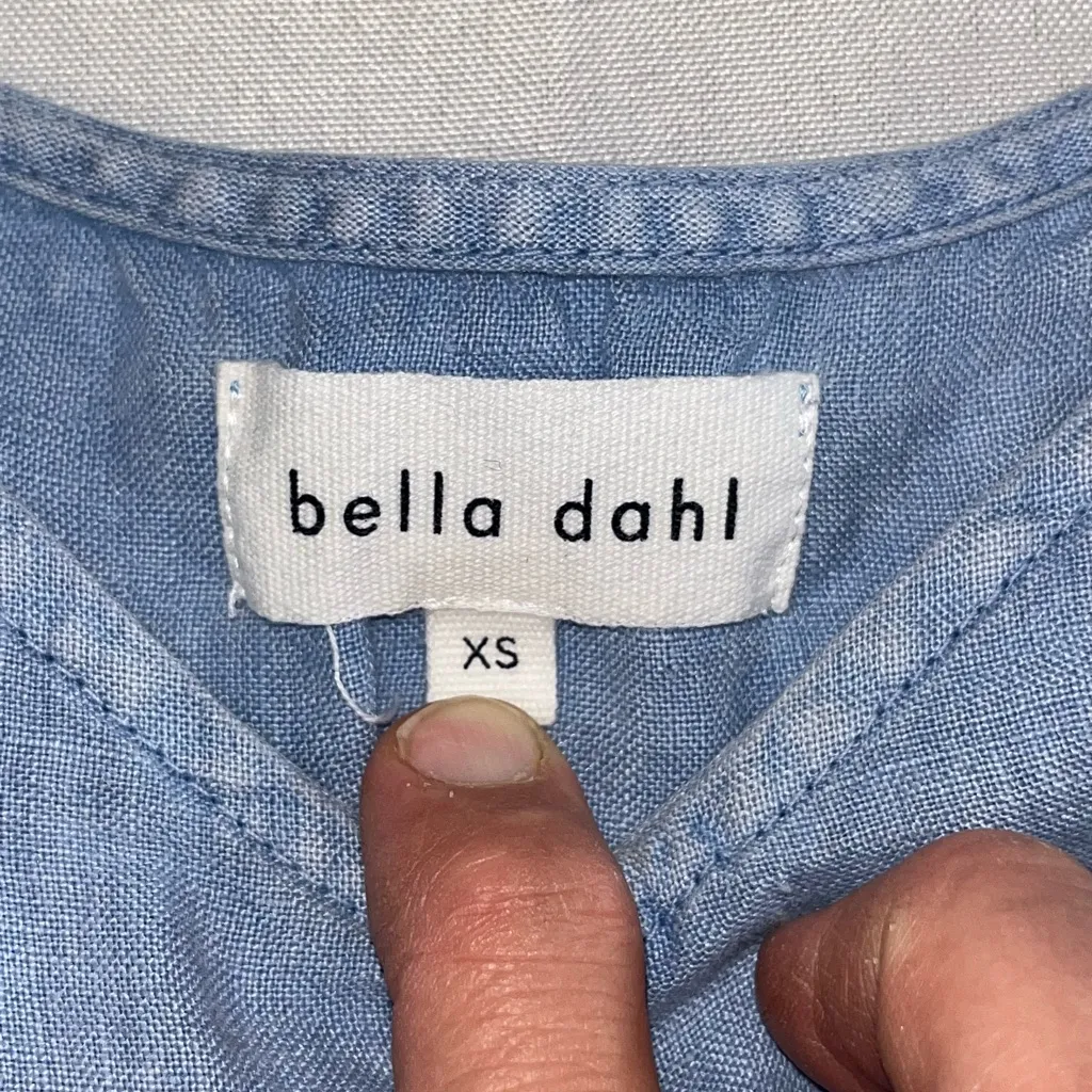 Bella Dahl • Chambray 100% Linen Dress Tie Waste Simple Lightweight Size XS - Image 6