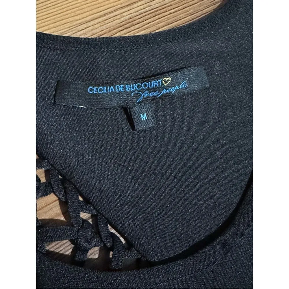 Cecilia De Bucourt x Free People Black Tie Knot Lace Maxi Dress sz M - Image 7