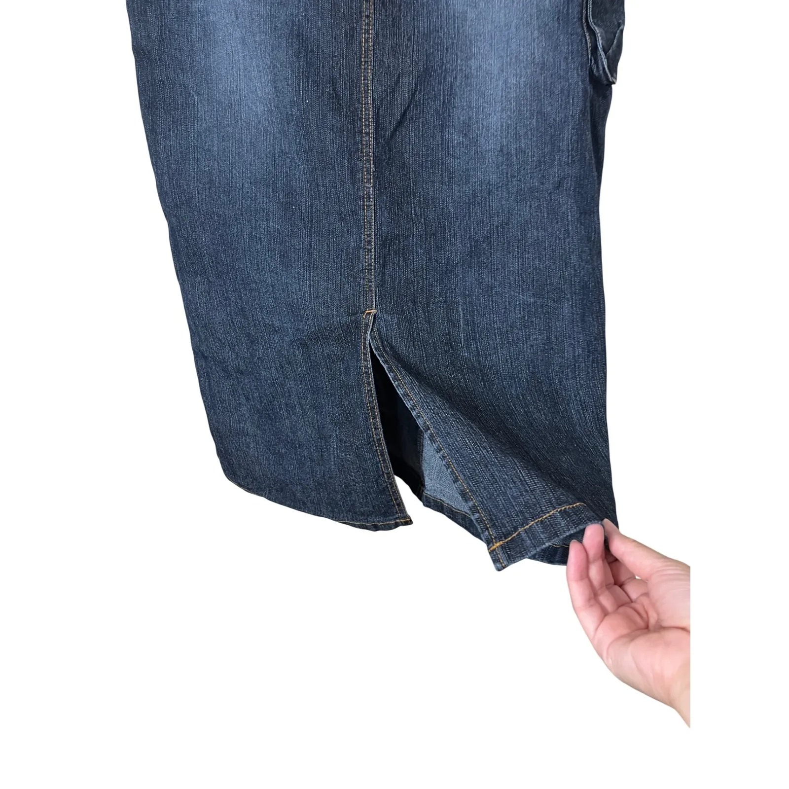 Z Jeans Y2K Denim Maxi Skirt Size 7 Dark Wash Pencil Skirt Cargo Pocket Women's‎ Blue - Image 6