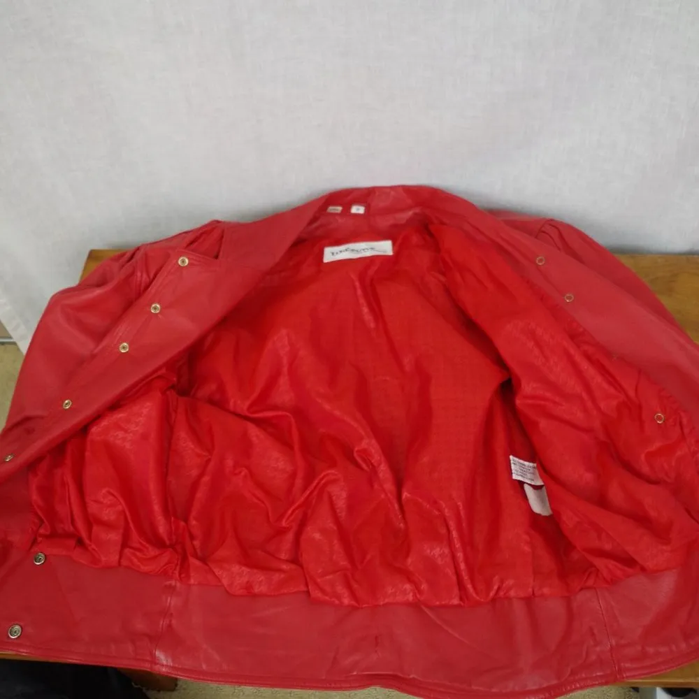 Ladies' Wilsons Red Leather Vintage Fashion Jacket Small - Image 8