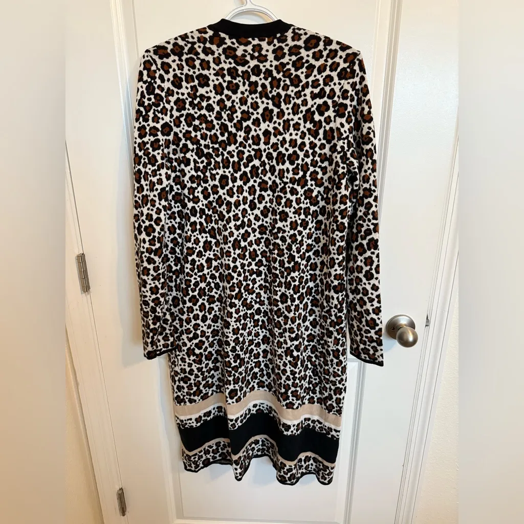 Ann Taylor Animal Print Open Front Cardigan Medium - Image 4