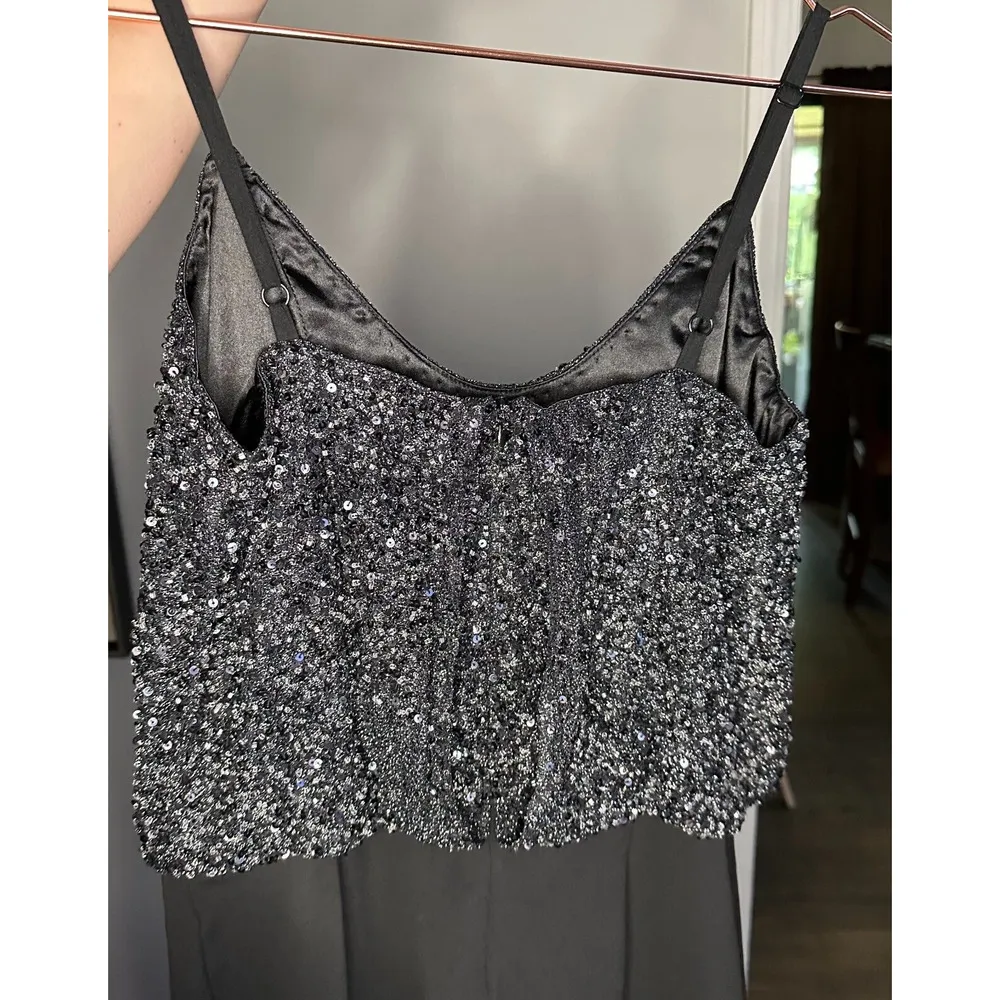 Parker Perth Black Womens Jumpsuit Size 10 Formal Sleeveless Sequin Cowl Neck - Image 5