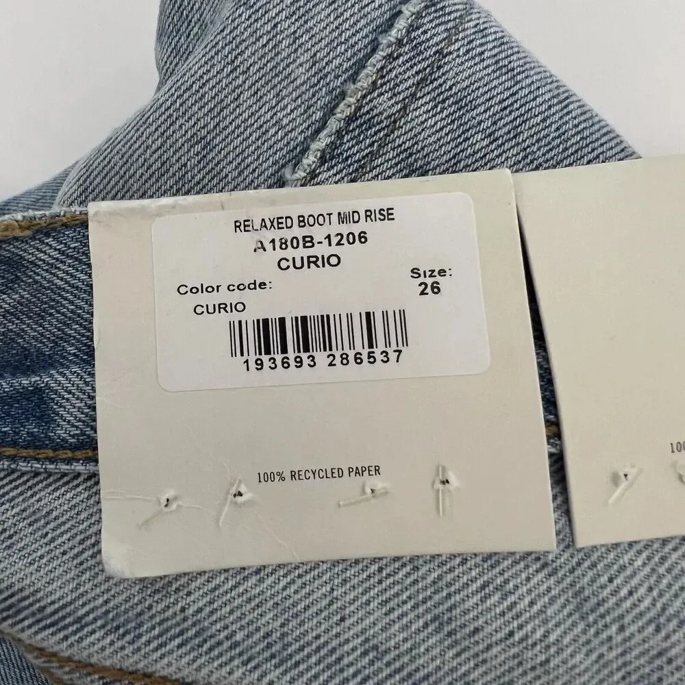 AGOLDE Mid Rise Relaxed Boot Cut Jeans in Curio Light Denim Organic Cotton 26 - Image 10