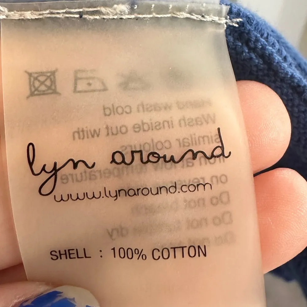 Lyn Around Women’s Cotton Blue and Gray Knit Parrot Midi Dress Size Medium - Image 5