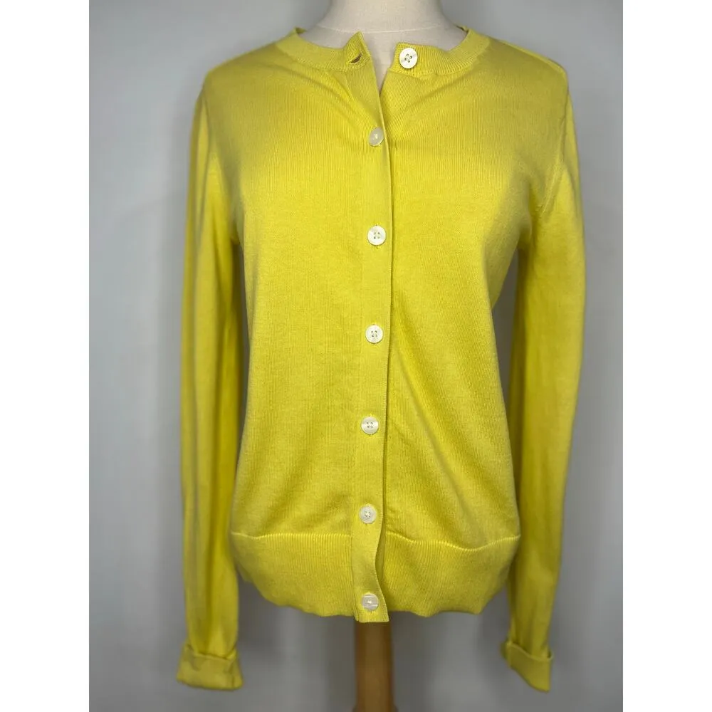 Womens Ann Taylor LOFT Preppy Spring Yellow Cotton Cardigan XS - Image 4