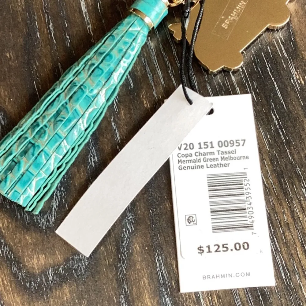 Brahmin Copa Charm Tassel Mermaid Green and Gold Key/Bag Charm - Image 3