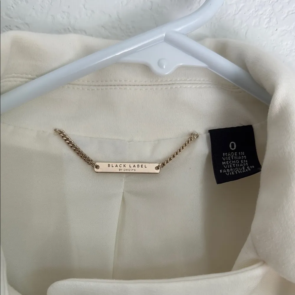 Black Label Cream and Gold Leather Moto Jacket - Image 2