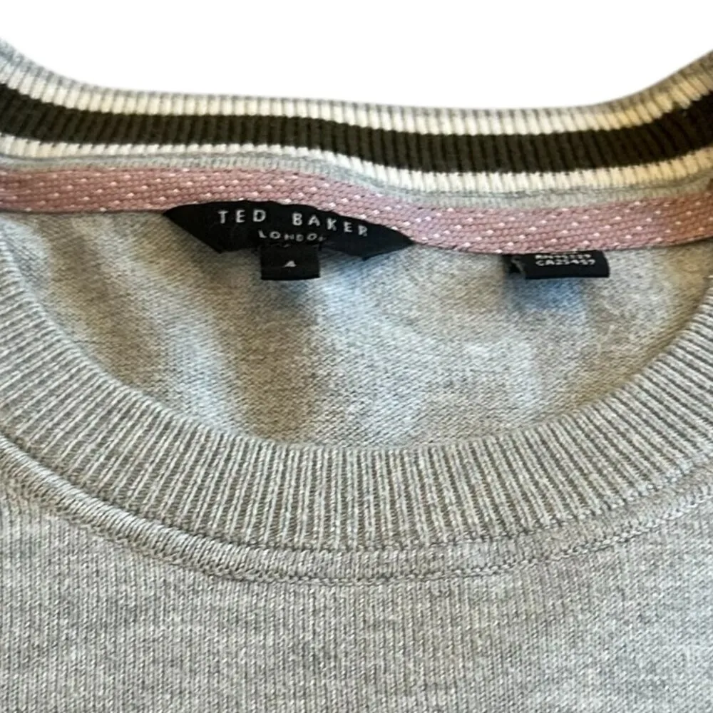 Ted Baker London Grey Pullover Sweater Stretch Ribbed Trim Crew Neck Size Large - Image 12