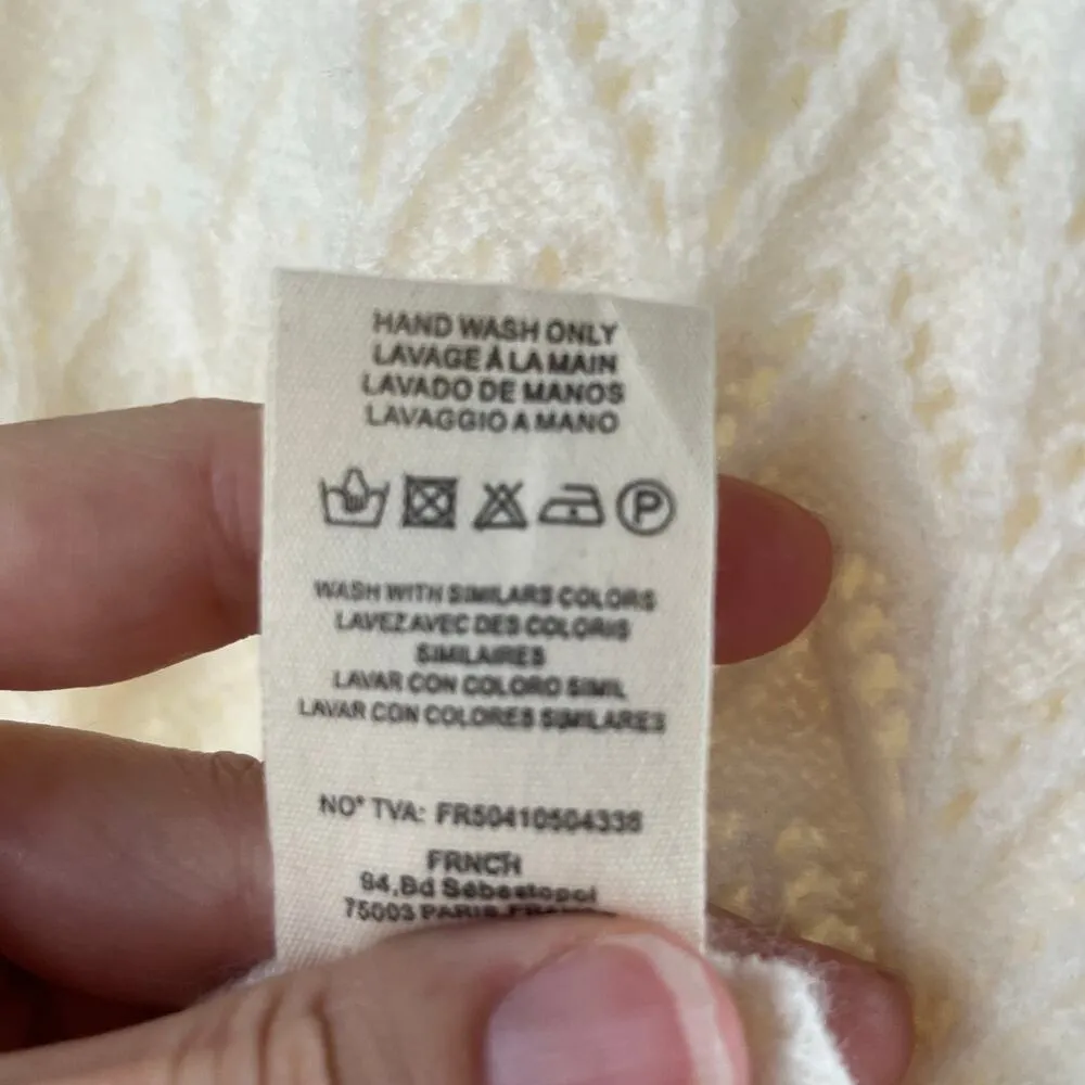 FRNCH Women's White Floral Embroidered Short Sleeve Emilie Cardigan Size S. NEW - Image 8