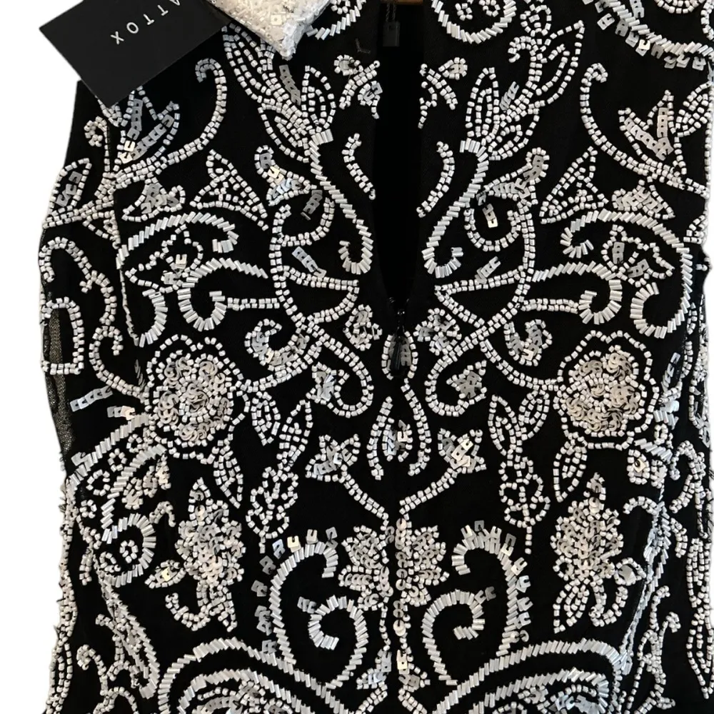 Aidan Matron Beaded Black & White Fit And Flare‎ Sz 0 - Image 3