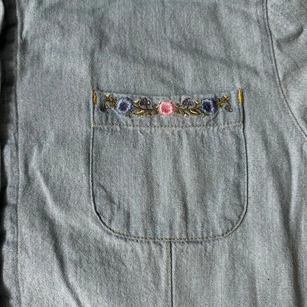 Vintage Sag Harbor Chambray Short Sleeve Button Up Shirt Sz Med - Image 7