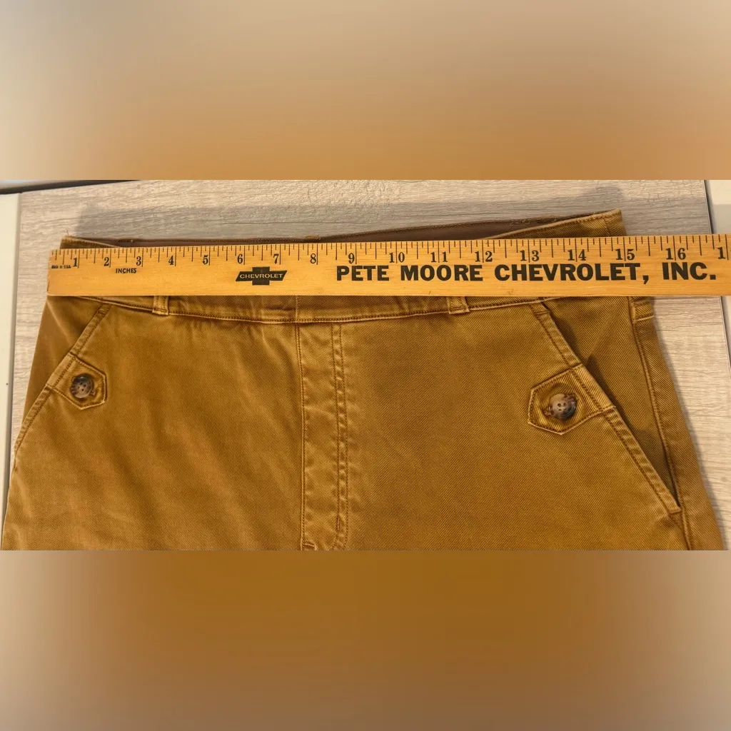 SPANX Stretch Twill Cropped Wide Leg Pants Pull On Shaping Tan Camel Large - Image 6