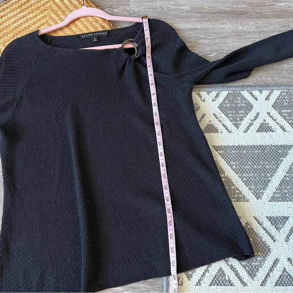 Ralph Lauren black label 100% linen black blouse w/ metal ring cut‎ out size XL - Image 4