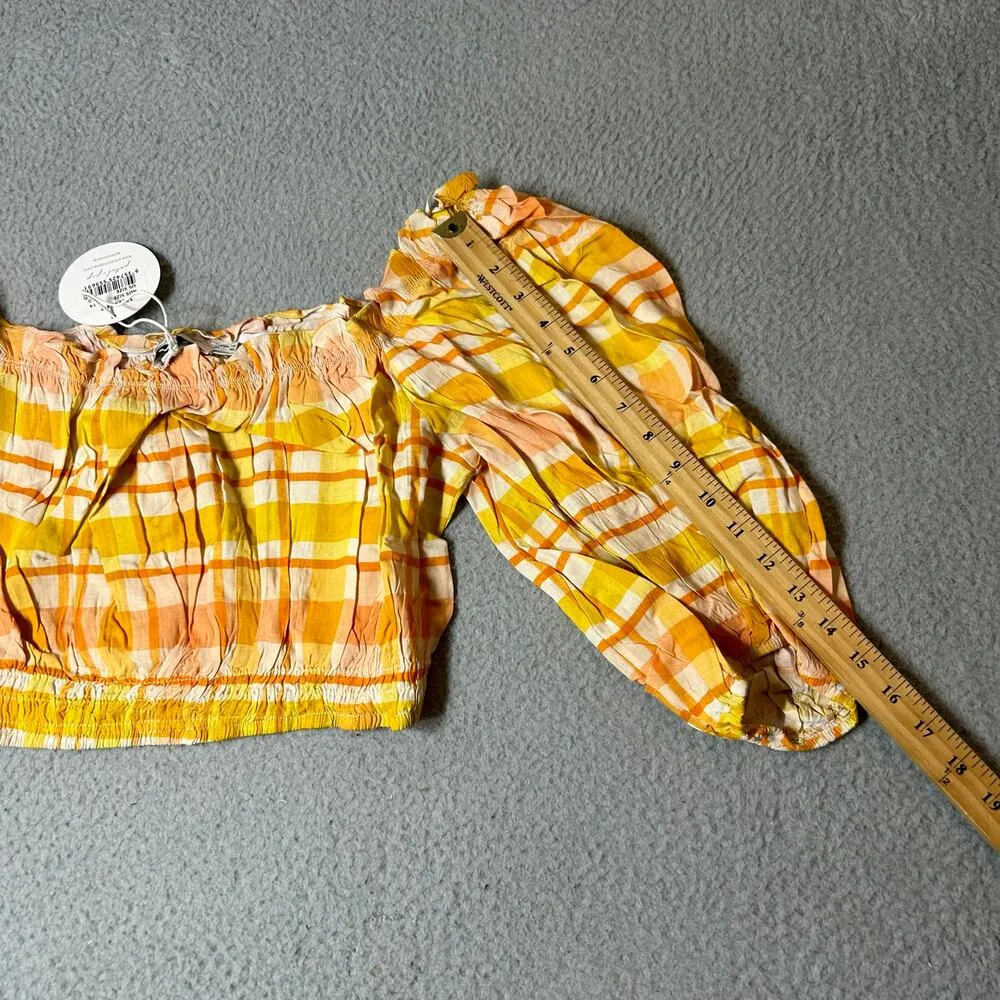 Petal & Pup Top Women 10 Yellow Orange Off Shoulder Crop Pullover Ruffle Top NEW - Image 7